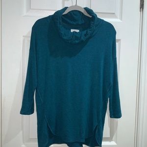 Lou & Grey 3/4 sleeve cowl neck sweater Sz XS curved hem soft slouchy Lagenlook